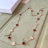 [Promax Jewelry]CLOVER 20 MOTIFS LASER CARNELIAN NECKLACE