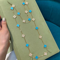 [Promax Jewelry]CLOVER 20 MOTIFS TURQUOISE DIAMOND NECKLACE