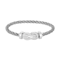 [Promax Jewelry]CHANCE LARGE 8 FIGURE BUCKLE HALF DIAMOND BRACELET SILVER