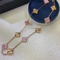 [Promax Jewelry]CLOVER 10 MOTIFS  LASER PINK MOP NECKLACE