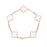 [Promax Jewelry]CLOVER 5 MOTIF ROCK CRYSTAL PINK GOLD BRACELET