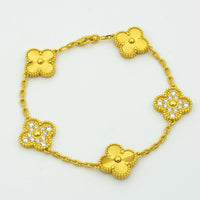 [Promax Jewelry]CLOVER BRACELET 5 MOTIFS GOLD DIAMOND