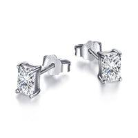 [Promax Jewelry]Stylish Shiny Rectangular Center Stone Stud Earrings
