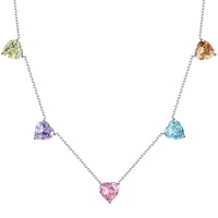 [Promax Jewelry]Sparkling Colorful Heart Cut Necklace