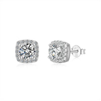 [Promax Jewelry]Classic Round Center Stone Stud Earrings