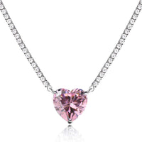 [Promax Jewelry]8.0 Carat Versatile Colorful Sweet Heart-Shaped Tennis Necklace