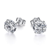 [Promax Jewelry]Stylish Shiny Round Center Stone Stud Earrings