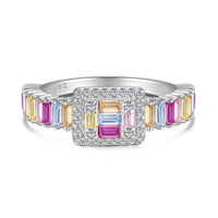 [Promax Jewelry]Exquisite Colorful Radiant Cut Party Ring