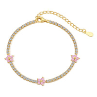 [Promax Jewelry]Sparkling Flower Shape Tennis Bracelet