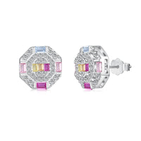 [Promax Jewelry]Ornate Colorful Octagon Shape Daily Earrings