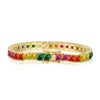 [Promax Jewelry]Radiant Colorful Princess Cut Tennis Bracelet