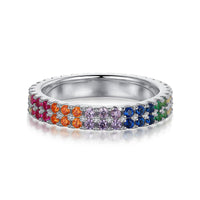 [Promax Jewelry]Unique Colorful Round Cut Tennis Ring