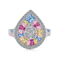 [Promax Jewelry]Elegant Colorful Water Drop Shape Banquet Ring