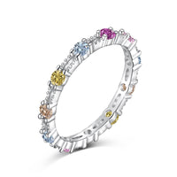[Promax Jewelry]Sparkling Colorful Round Cut Tennis Ring
