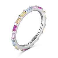 [Promax Jewelry]Exquisite Multicolored Emerald Cut Daily Ring