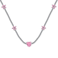 [Promax Jewelry]Dazzling Pink Heart Flower Necklace
