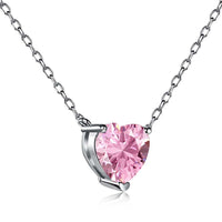[Promax Jewelry]Heart Shape Main Stone Pendant Collarbone Necklace