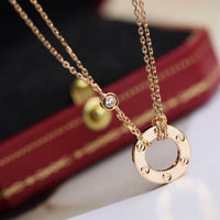 [Promax Jewelry]LOVE NECKLACE ADJUSTABLE ROSE GOLD 2 DIAMOND