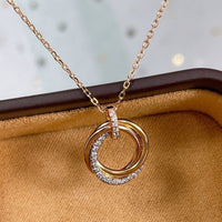 [Promax Jewelry]TRINITY NECKLACE SILVER GOLD PINK GOLD DIAMONDS