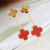 [Promax Jewelry]CLOVER  2 MOTIF  TIGER EYE CARNELIAN EARRINGS