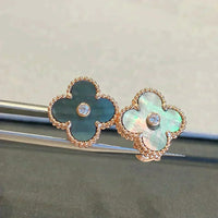 [Promax Jewelry]CLOVER MEDIUM 1 MOTIFS GRAY MOP  DIAMOND EARRINGS