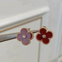 [Promax Jewelry]CLOVER MEDIUM 1 MOTIFS CARNELIAN  DIAMOND earrings