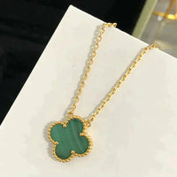 [Promax Jewelry]CLOVER 15MM MALACHITE SINGLE FLOWER  NECKLACE