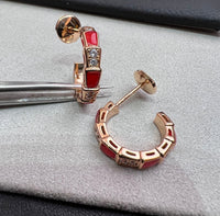 [Promax Jewelry]SERPENTI CARNELIAN PINK GOLD EARRINGS