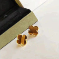 [Promax Jewelry]CLOVER MEDIUM 1 MOTIFS TIGER EYE EARRINGS