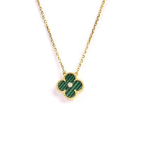[Promax Jewelry]CLOVER 15MM DIAMOND TURQUOISE NECKLACE
