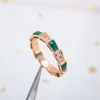 [Promax Jewelry]SERPENTI RING PINK GOLD MALACHITE DIAMOND 3MM