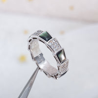 [Promax Jewelry]SERPENTI RING SILVER DIAMOND BLACK MOP 4MM