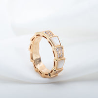 [Promax Jewelry]SERPENTI RING PINK GOLD MOP DIAMOND PAVED 4MM