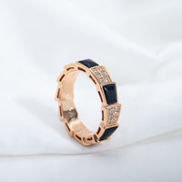[Promax Jewelry]SERPENTI RING PINK GOLD BLACK MOP DIAMOND PAVED 4MM