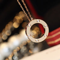 [Promax Jewelry]LOVE NECKLACE 16MM 6 DIAMONDS PINK GOLD