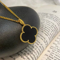 [Promax Jewelry]CLOVER 25MM NECKLACE GOLD ONYX
