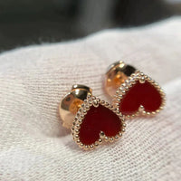 [Promax Jewelry]HEART CARNELIAN STUD EARRINGS