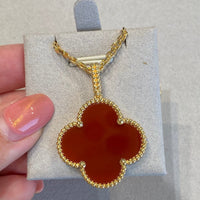 [Promax Jewelry]CLOVER 25MM NECKLACE GOLD CARNELIAN