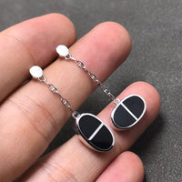 [Promax Jewelry]CHAINE VERSO BLACK CERAMIC SILVER EARRINGS
