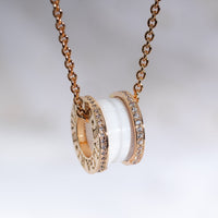 [Promax Jewelry]ZERO 1 WHITE CERAMIC PINK GOLD DIAMOND NECKLACE