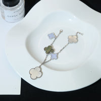 [Promax Jewelry]CLOVER BRACELET 5 MOTIFS MOP CHALCEDONY SILVER