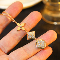 [Promax Jewelry]STAR AND SUN DIAMOND PINK GOLD NECKLACE