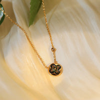 [Promax Jewelry]SUN PEDANT PINK GOLD 1 DIAMOND NECKLACE