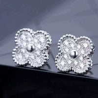 [Promax Jewelry]CLOVER 1 MOTIFS DIAMOND STUD EARRINGS SILVER