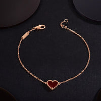 [Promax Jewelry]HEART CARNELIAN PINK GOLD BRACELET