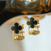 [Promax Jewelry]CLOVER MEDIUM 1 MOTIFS  ONYX STUD EARRINGS