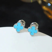 [Promax Jewelry]CLOVER MINI 9.5MM ONYX STUD EARRINGS SILVER