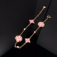 [Promax Jewelry]STAR AND SUN 4 MOTIF PINK MOP PINK GOLD BRACELET