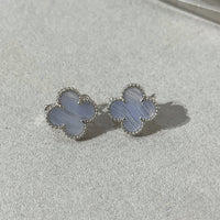 [Promax Jewelry]CLOVER CHALCEDONY SILVER STUD EARRINGS