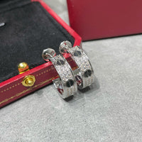 [Promax Jewelry]LOVE CERAMIC DIAMOND PAVED SILVER EARRINGS